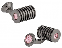 Gunmetal Light Rose Swarovski Barrel Cufflinks