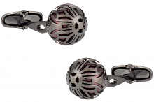 Swarovski Gunmetal Crazy Pearl Cufflinks in Burgundy