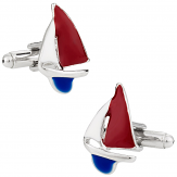 Sailboat Cufflinks in Red, White, and Blue
