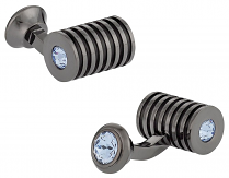 Gunmetal Light Sapphire Swarovski Barrel Cufflinks