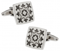 Gray & White Fleur Di Lis Cufflinks