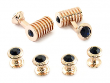 Rose Gold Blue Swarovski Barrel Formal Set | Canada Cufflinks