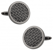 Round Woven Gun Metal Cufflinks