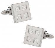 Silvertone Four Square Cufflinks