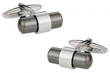 Silver Gunmetal Banded Cufflinks