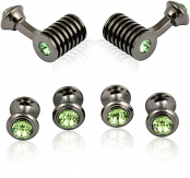 Gunmetal Peridot Swarovski Barrel Formal Set